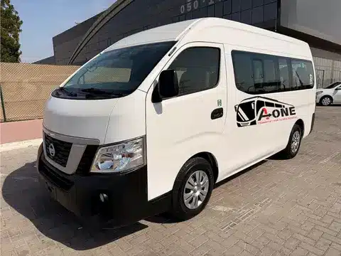 Nissan 10-seater minivan for rent in Dubai, perfect for small groups, city trips, and hotel transfers-A-One Bus Rental