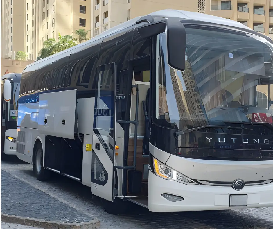 A luxurious 53-seater bus available for rent in Dubai, perfect for corporate trips, city tours, and group travel - A-One Bus Rental