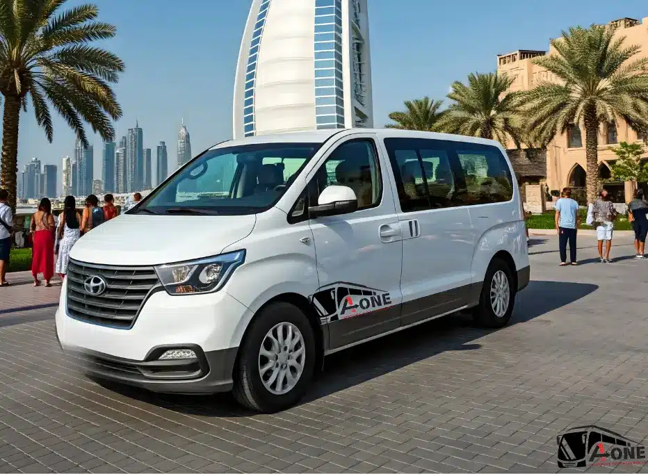 8 seater van rental in Dubai with professional driver for family trips, airport transfers, hotel pickups and group city tours