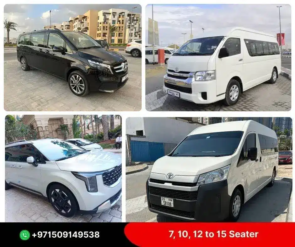 Minivan rental dubai service in Dubai for family and group transportation
