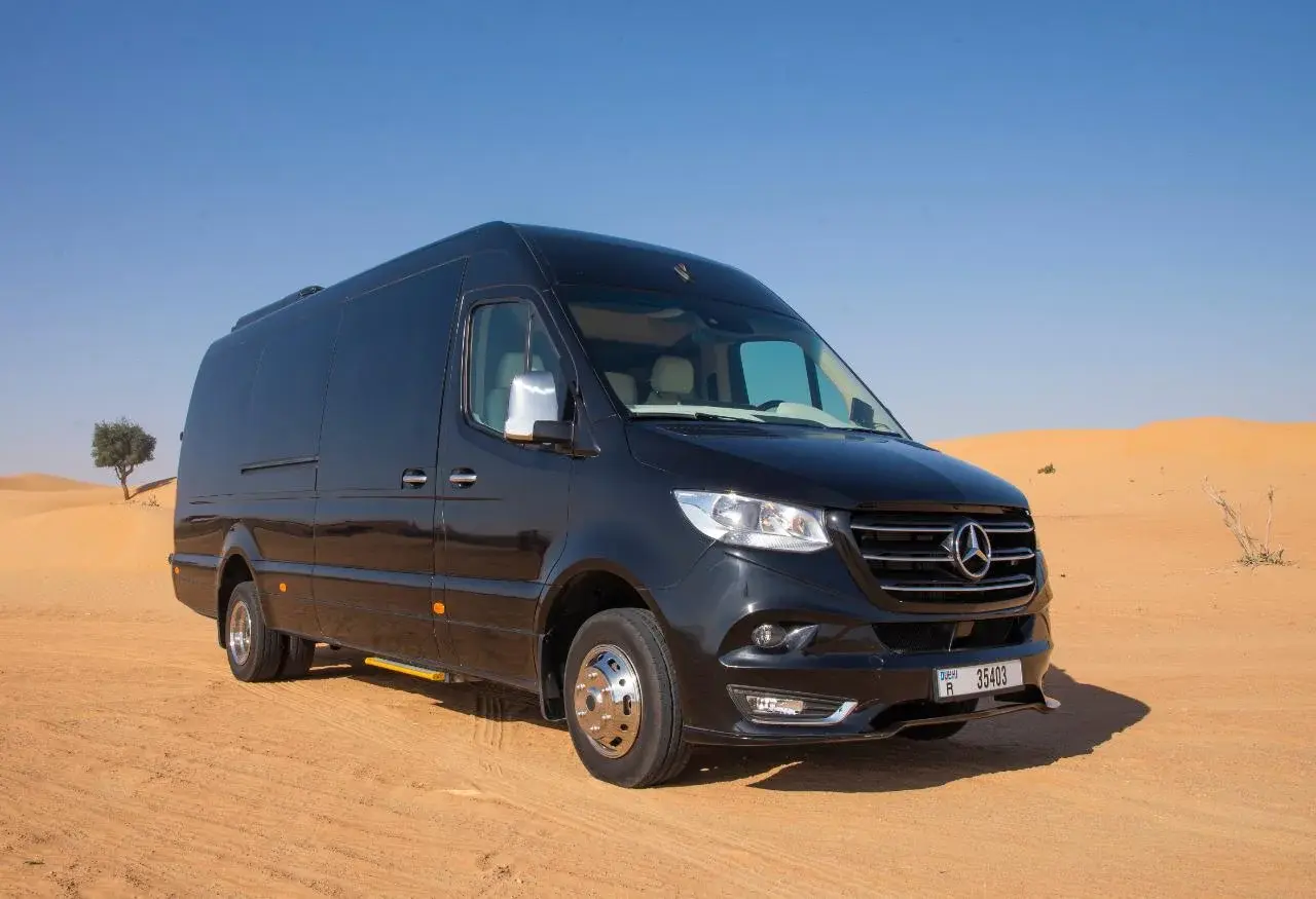 16-seater Mercedes Sprinter minibus for airport transfers and city tours